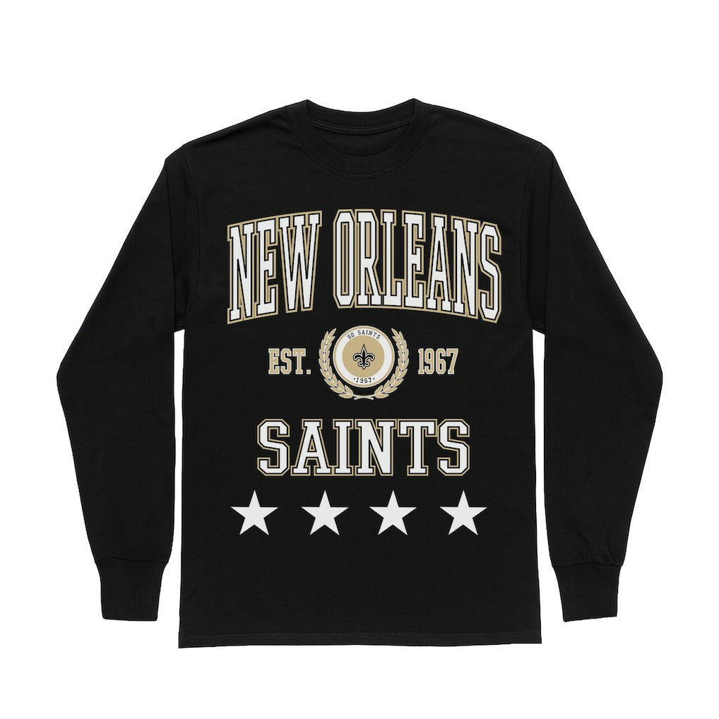 New Orleans Saints Gameday Couture Women's Oversized Everyday Star Long Sleeve T-Shirt Black