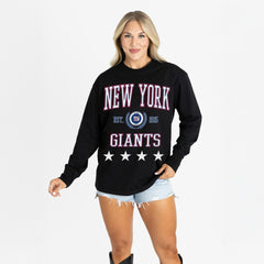 New York Giants Gameday Couture Women's Oversized Everyday Star Long Sleeve T-Shirt Black