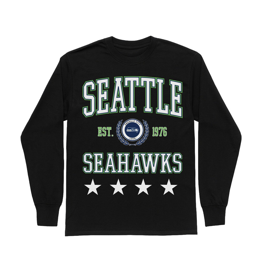 Seattle Seahawks Gameday Couture Women's Oversized Everyday Star Long Sleeve T-Shirt Black