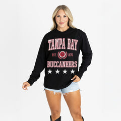 Tampa Bay Buccaneers Gameday Couture Women's Oversized Everyday Star Long Sleeve T-Shirt Black
