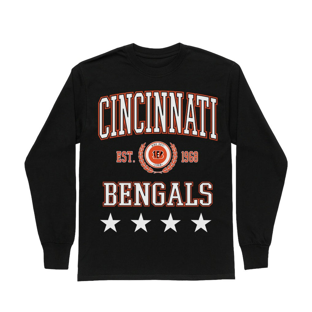 Cincinnati Bengals Gameday Couture Women's Oversized Everyday Star Long Sleeve T-Shirt Black