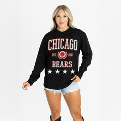 Chicago Bears Gameday Couture Women's Oversized Everyday Star Long Sleeve T-Shirt Black