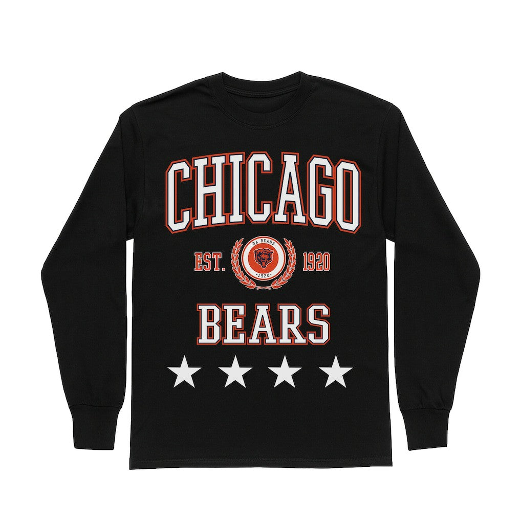 Chicago Bears Gameday Couture Women's Oversized Everyday Star Long Sleeve T-Shirt Black
