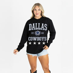 Dallas Cowboys Gameday Couture Women's Oversized Everyday Star Long Sleeve T-Shirt Black