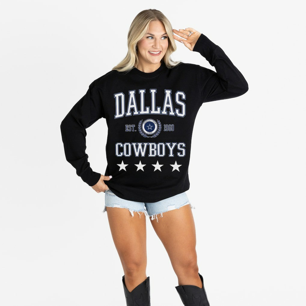 Dallas Cowboys Gameday Couture Women's Oversized Everyday Star Long Sleeve T-Shirt Black