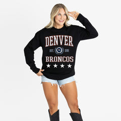 Denver Broncos Gameday Couture Women's Oversized Everyday Star Long Sleeve T-Shirt Black