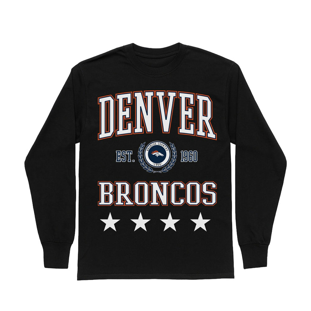 Denver Broncos Gameday Couture Women's Oversized Everyday Star Long Sleeve T-Shirt Black