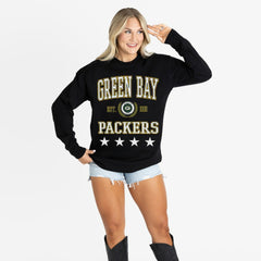 Green Bay Packers Gameday Couture Women's Oversized Everyday Star Long Sleeve T-Shirt Black