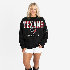 Houston Texans Gameday Couture Women's Oversized Level Up Black Label Premium Fleece Sweatshirt Black
