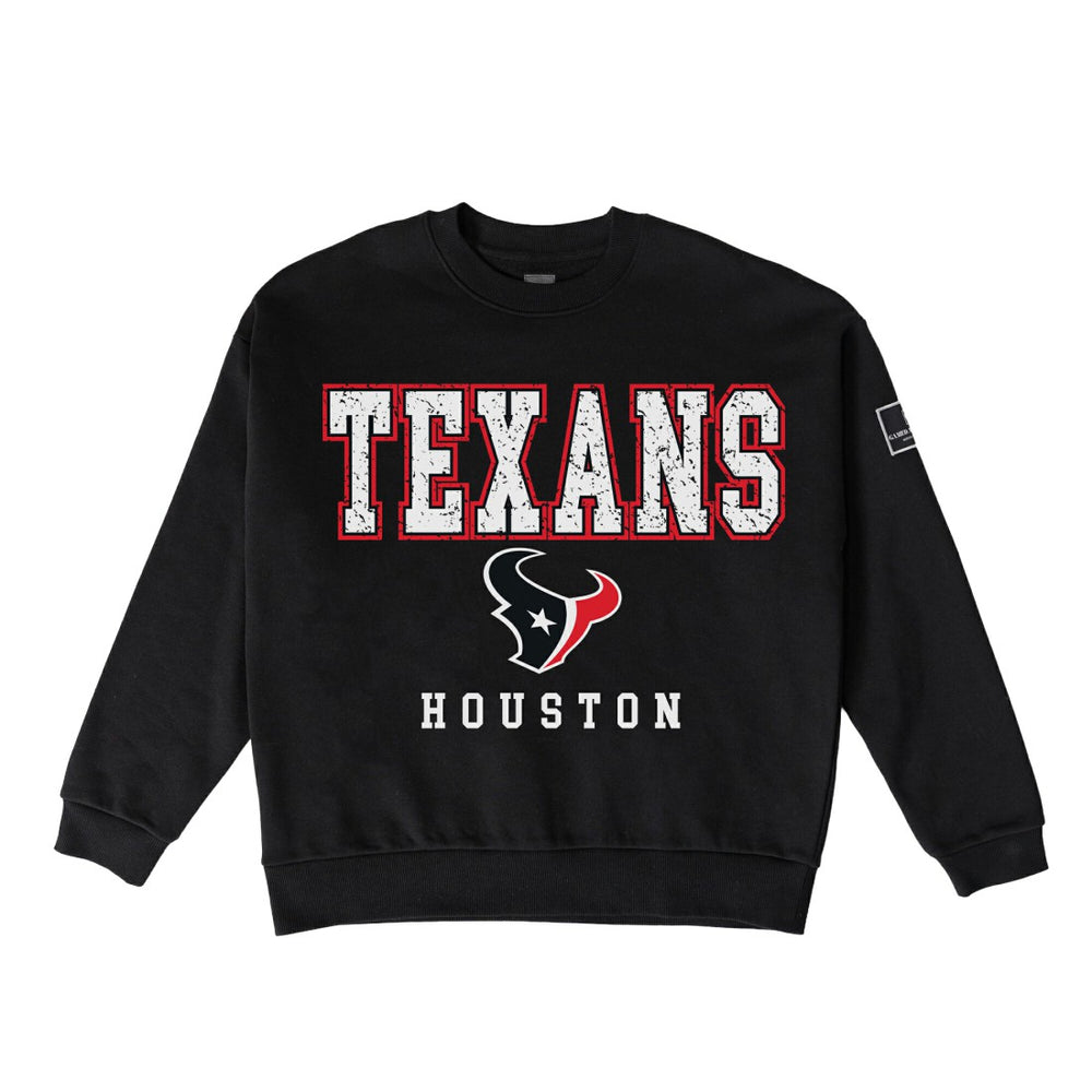 Houston Texans Gameday Couture Women's Oversized Level Up Black Label Premium Fleece Sweatshirt Black
