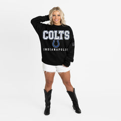 Indianapolis Colts Gameday Couture Women's Oversized Level Up Black Label Premium Fleece Sweatshirt Black