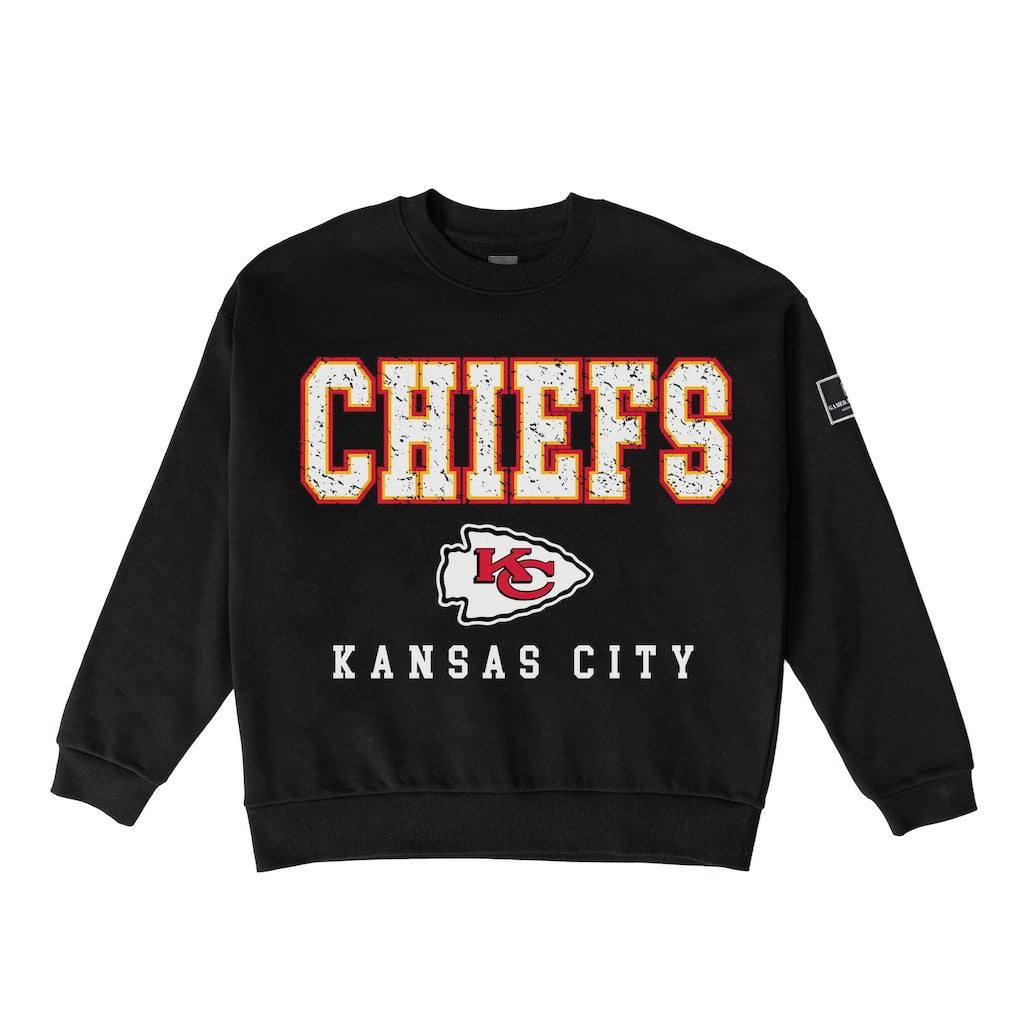 Kansas City Chiefs Gameday Couture Women's Oversized Level Up Black Label Premium Fleece Sweatshirt Black