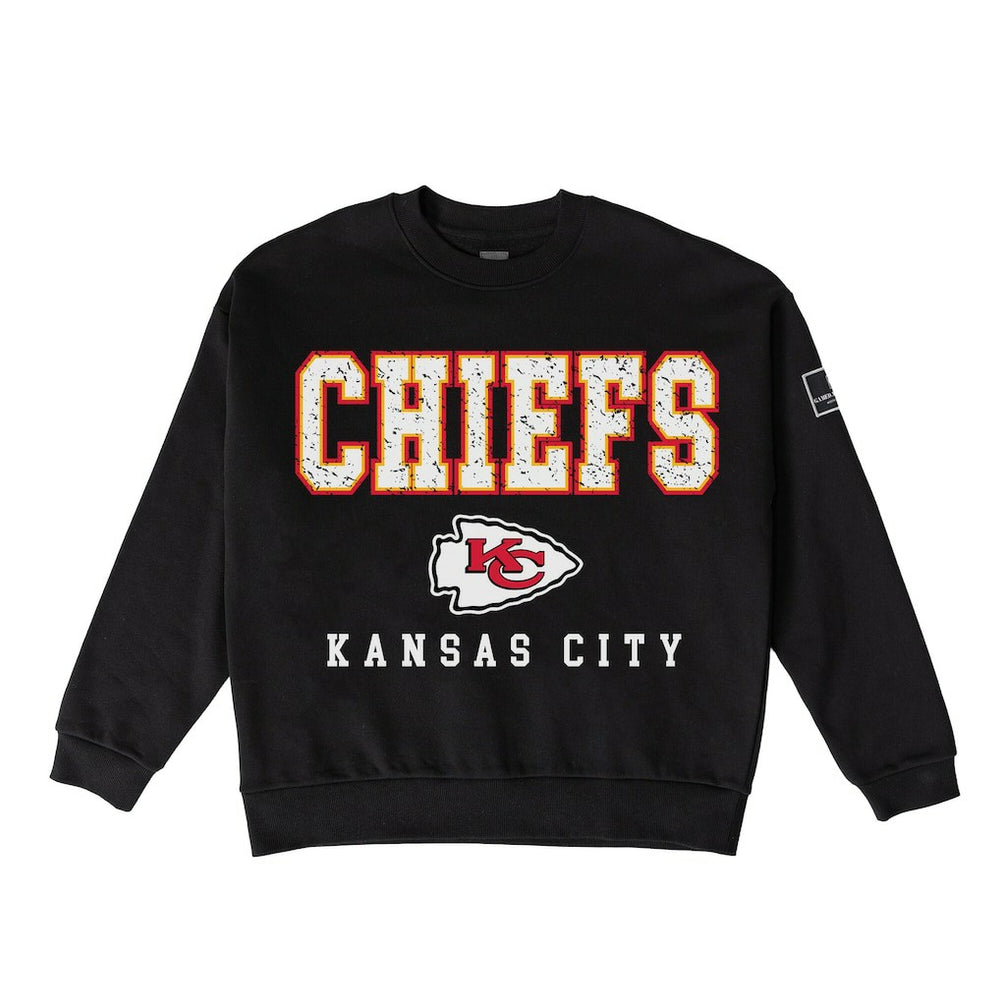 Kansas City Chiefs Gameday Couture Women's Oversized Level Up Black Label Premium Fleece Sweatshirt Black