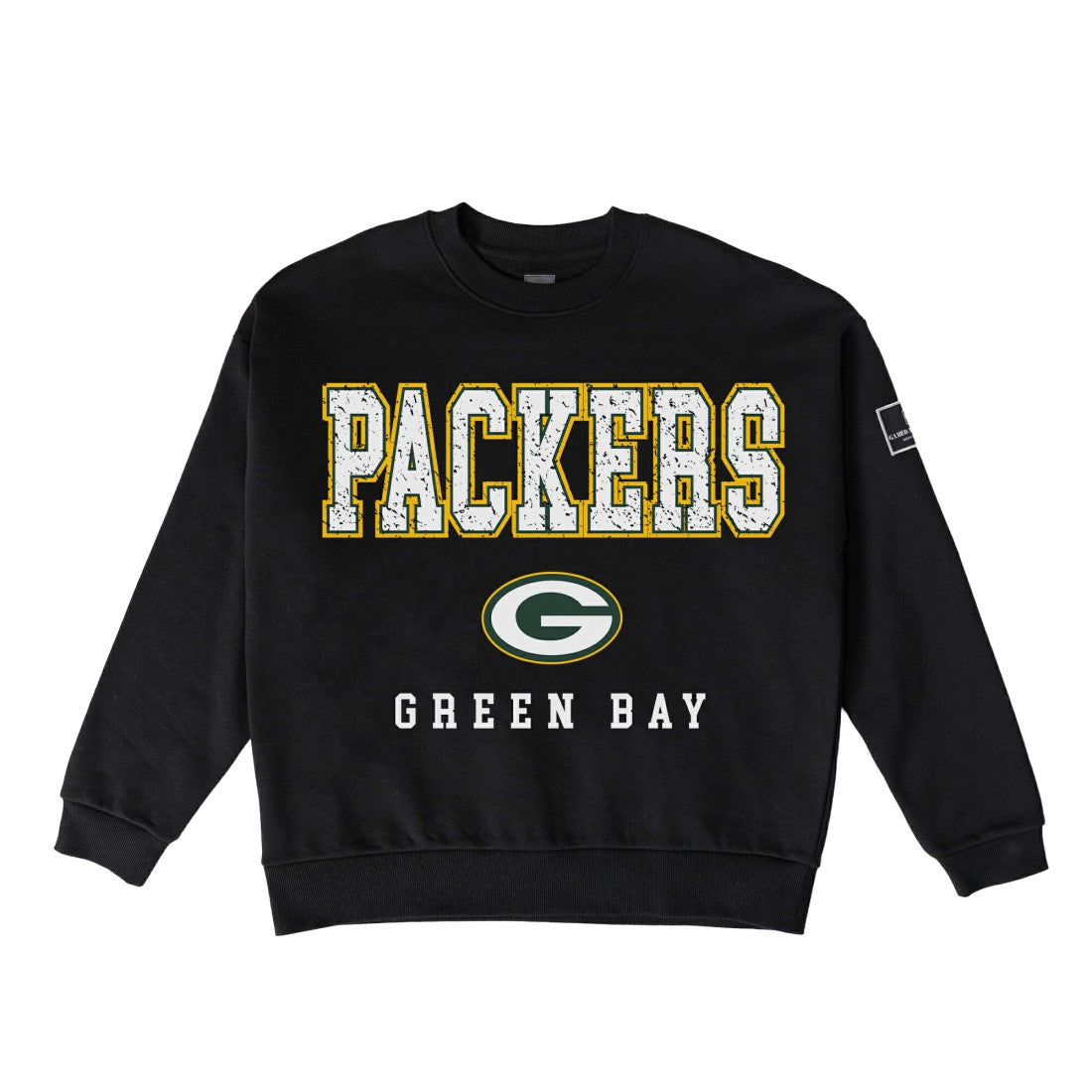 Green Bay Packers Gameday Couture Women's Oversized Level Up Black Label Premium Fleece Sweatshirt Black