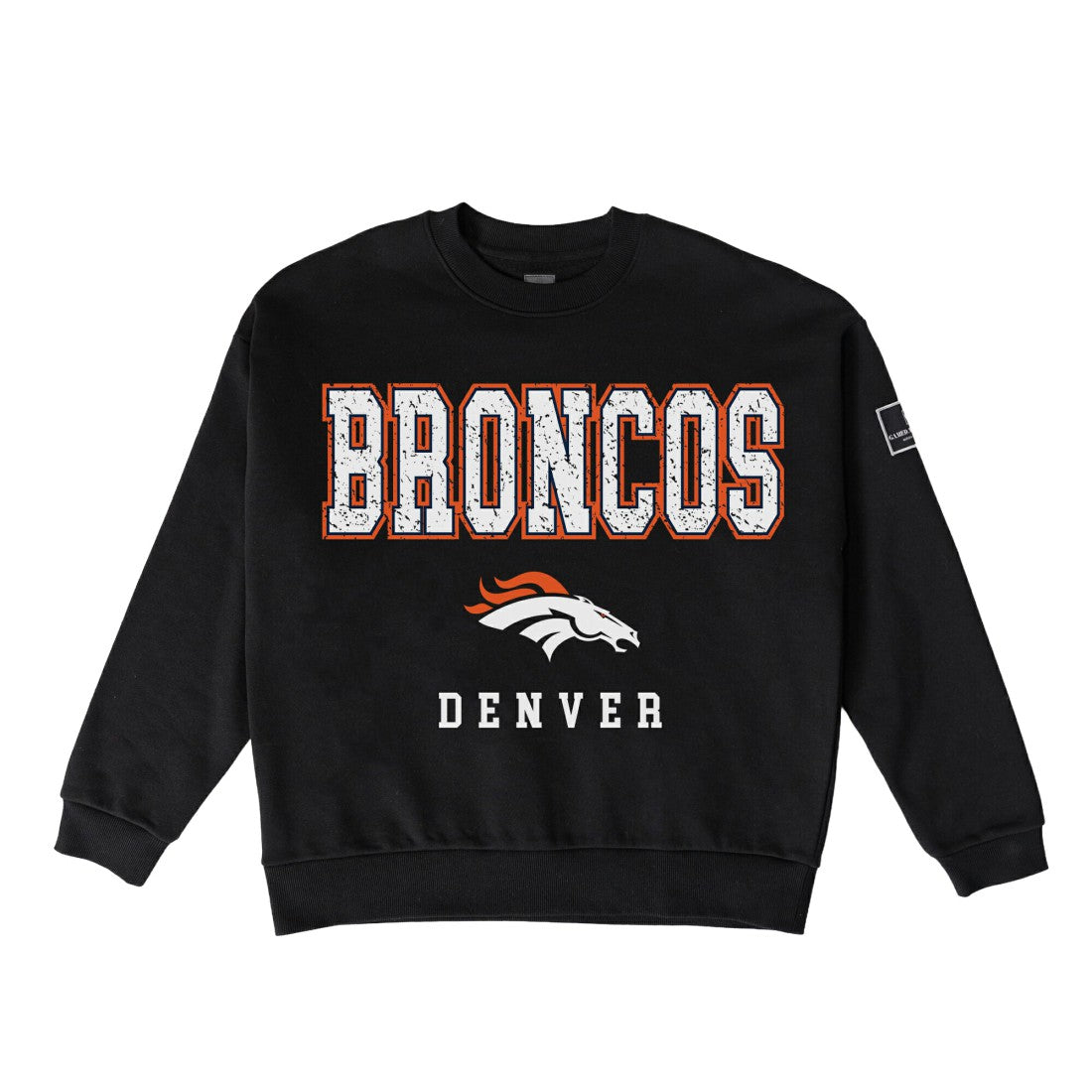 Denver Broncos Gameday Couture Women's Oversized Level Up Black Label Premium Fleece Sweatshirt Black