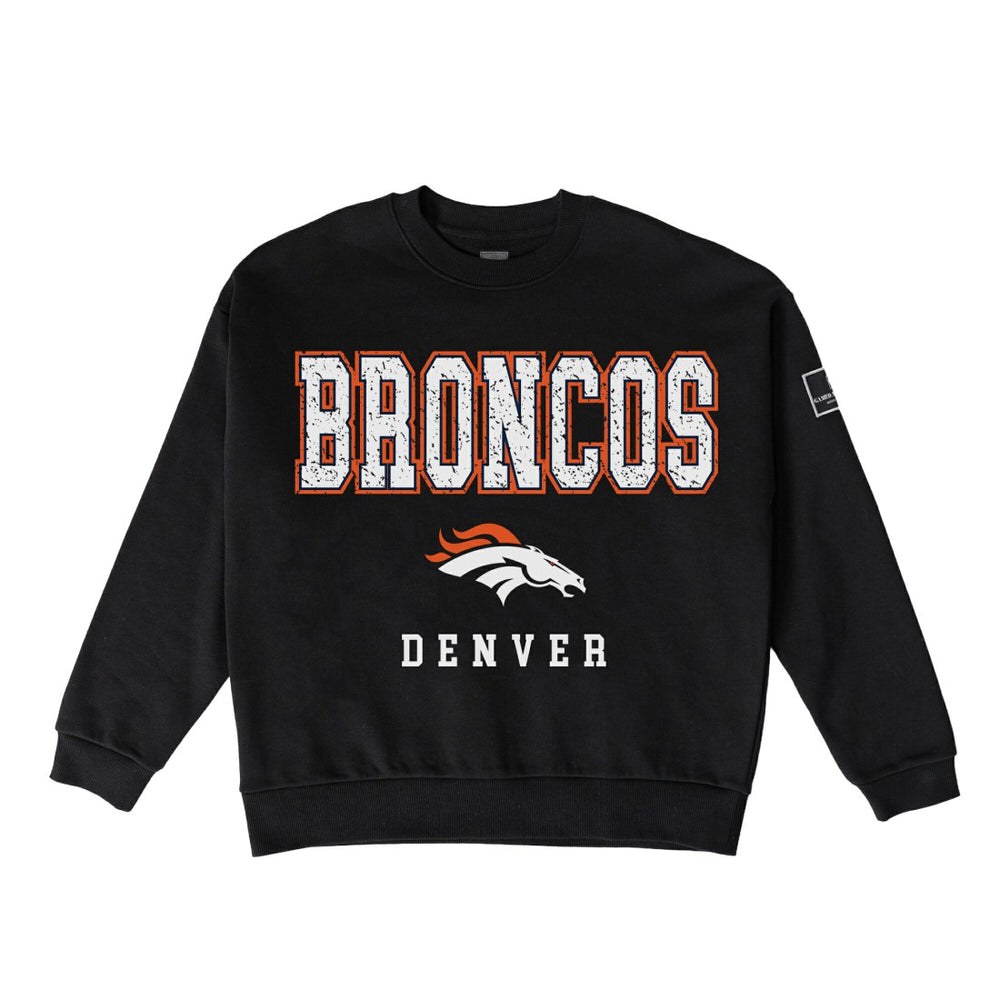 Denver Broncos Gameday Couture Women's Oversized Level Up Black Label Premium Fleece Sweatshirt Black