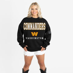Washington Commanders Gameday Couture Women's Oversized Level Up Black Label Premium Fleece Sweatshirt Black