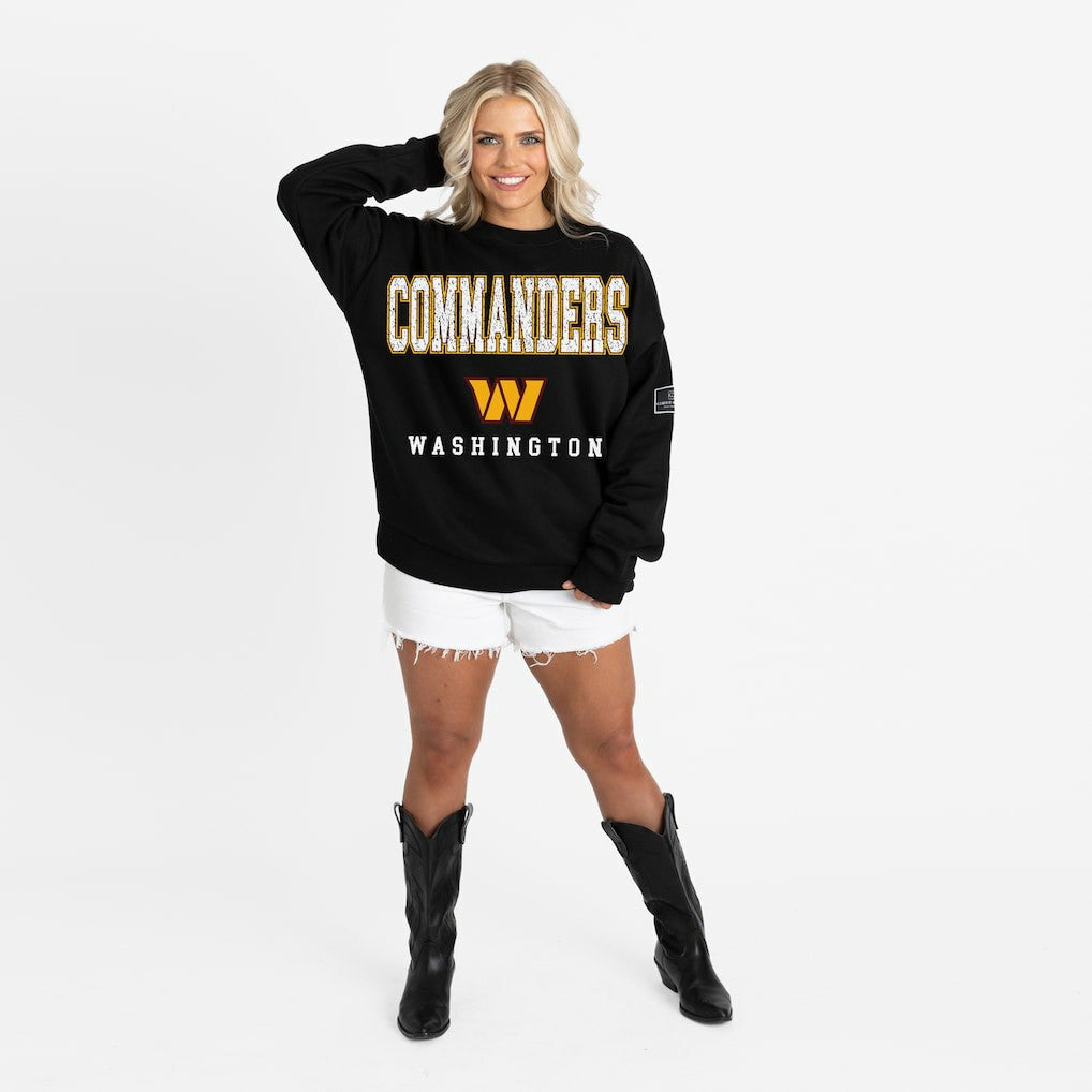 Washington Commanders Gameday Couture Women's Oversized Level Up Black Label Premium Fleece Sweatshirt Black