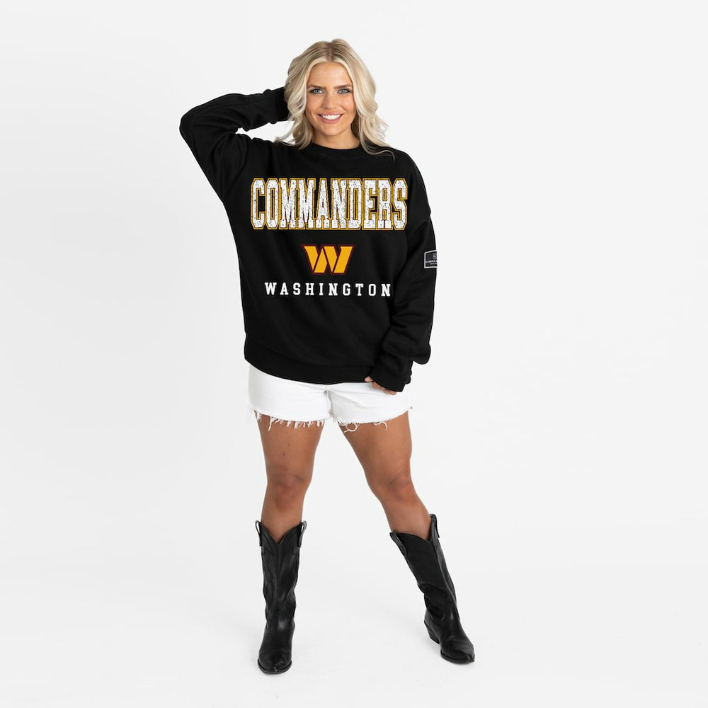 Washington Commanders Gameday Couture Women's Oversized Level Up Black Label Premium Fleece Sweatshirt Black