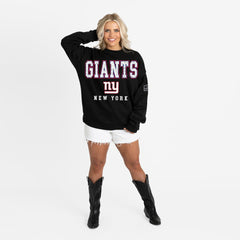 New York Giants Gameday Couture Women's Oversized Level Up Black Label Premium Fleece Sweatshirt Black