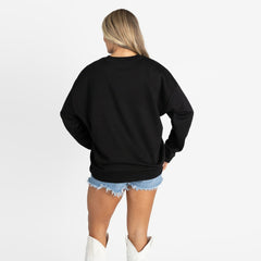 Pittsburgh Steelers Gameday Couture Women's Oversized Level Up Black Label Premium Fleece Sweatshirt Black