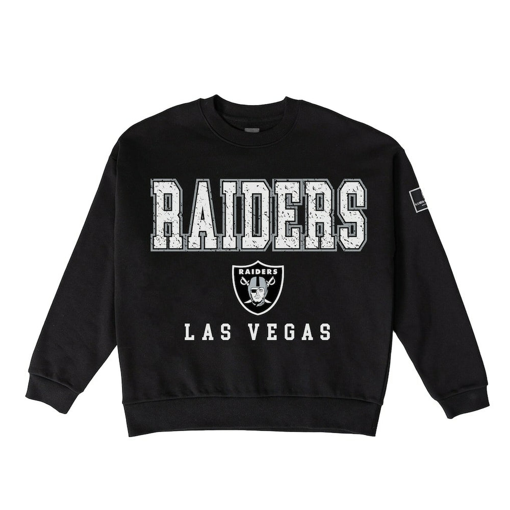 Las Vegas Raiders Gameday Couture Women's Oversized Level Up Black Label Premium Fleece Sweatshirt Black