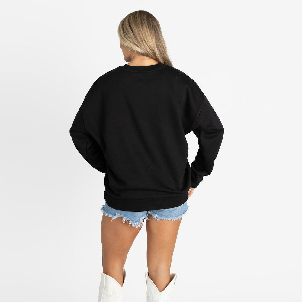 San Francisco 49ers Gameday Couture Women's Oversized Level Up Black Label Premium Fleece Sweatshirt Black