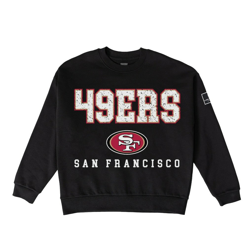San Francisco 49ers Gameday Couture Women's Oversized Level Up Black Label Premium Fleece Sweatshirt Black