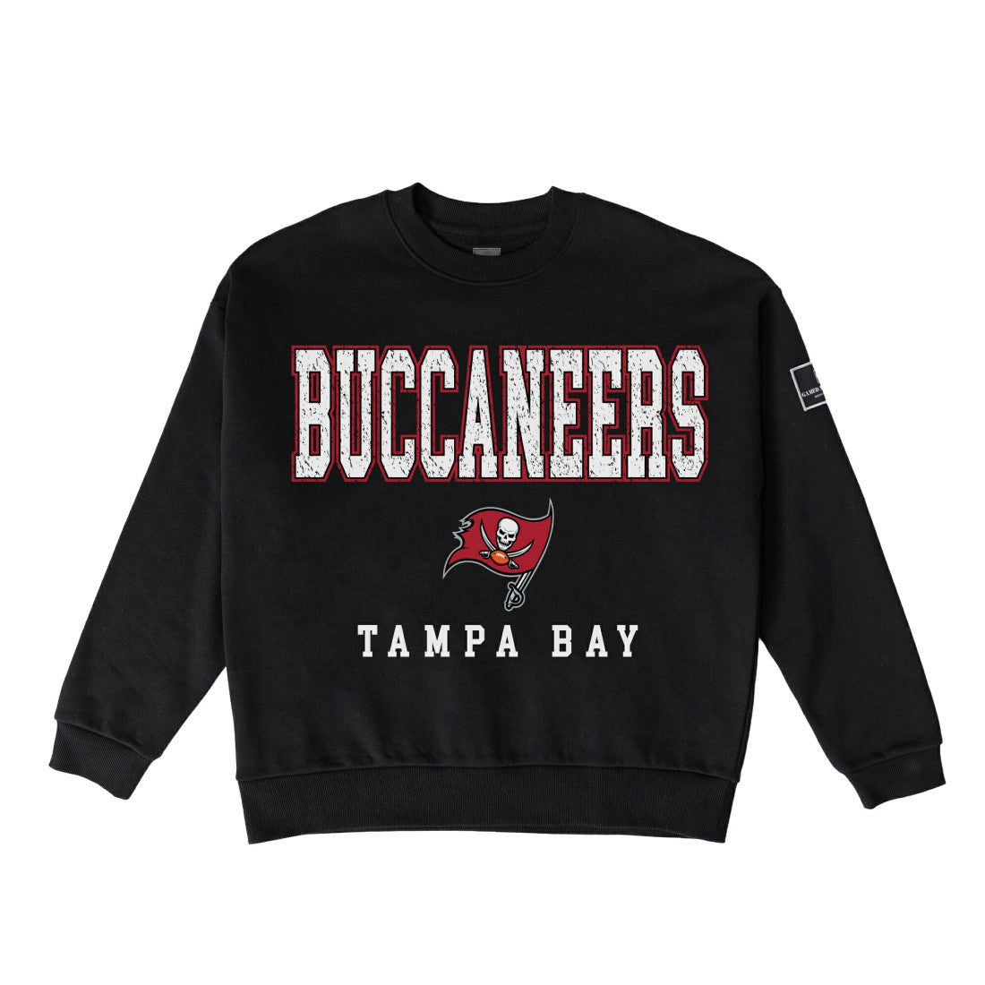 Tampa Bay Buccaneers Gameday Couture Women's Oversized Level Up Black Label Premium Fleece Sweatshirt Black