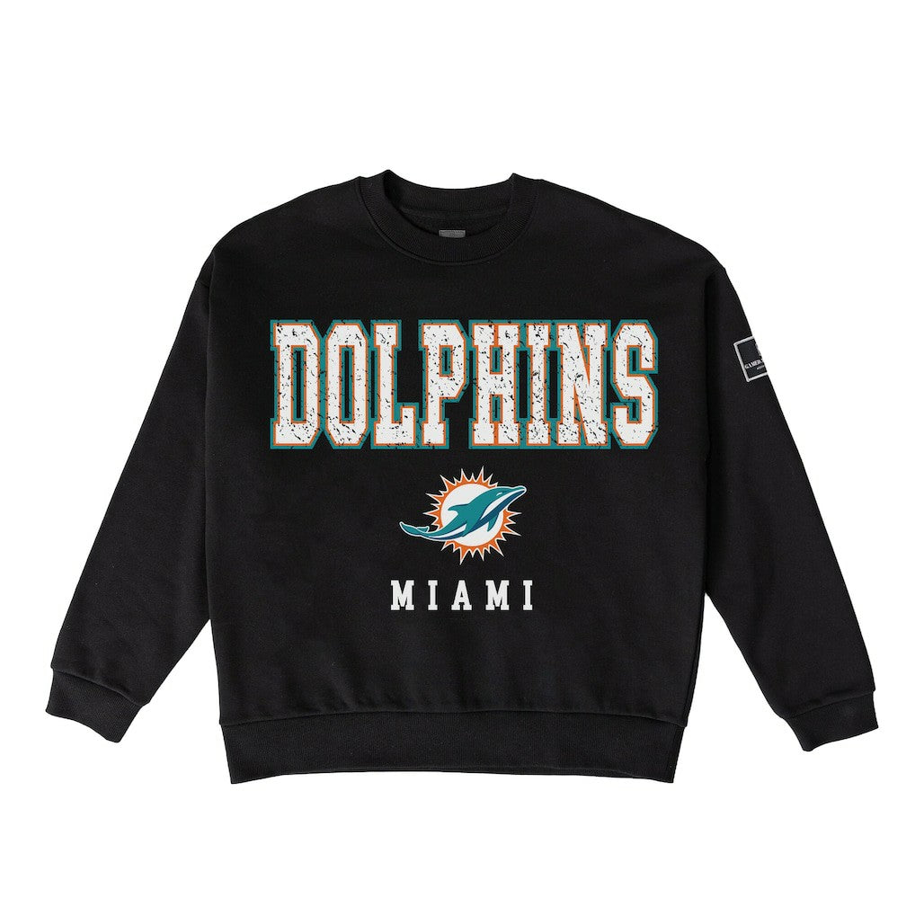 Miami Dolphins Gameday Couture Women's Oversized Level Up Black Label Premium Fleece Sweatshirt Black