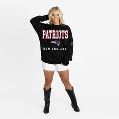 New England Patriots Gameday Couture Women's Oversized Level Up Black Label Premium Fleece Sweatshirt Black