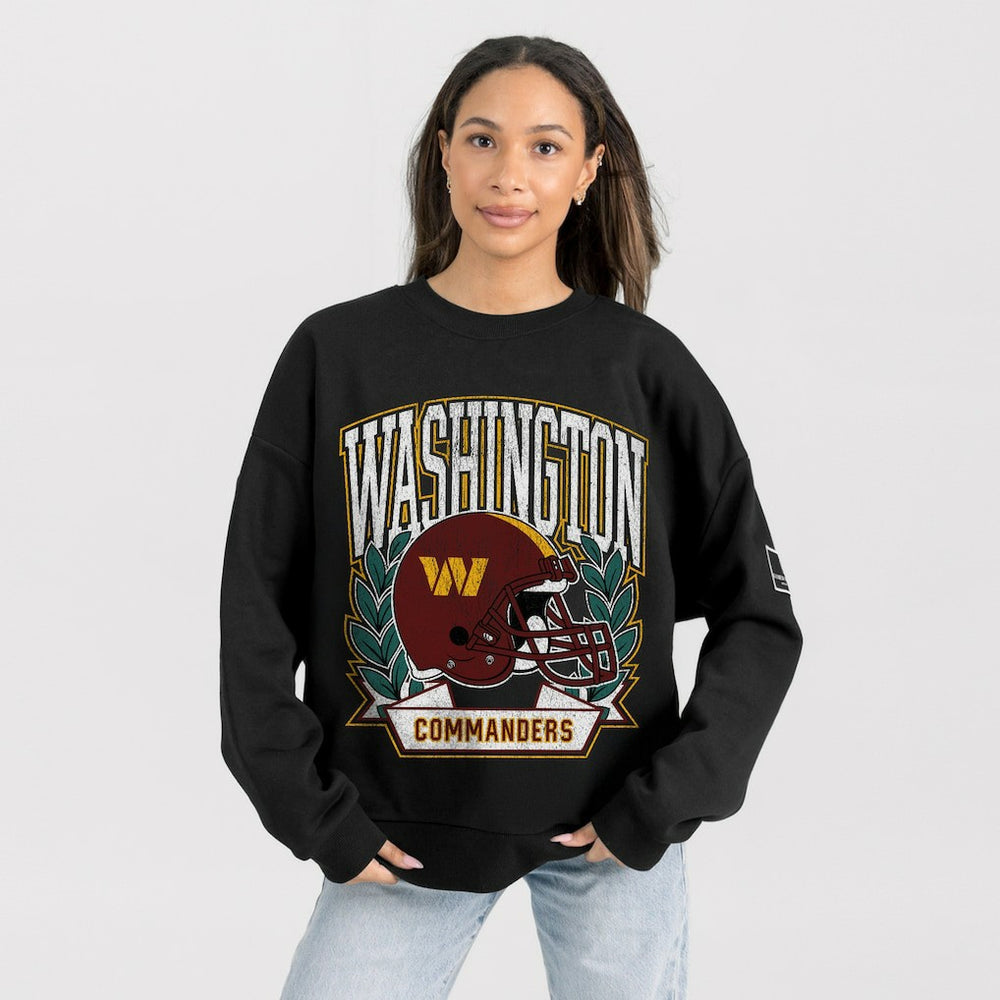 Washington Commanders Gameday Couture Women's Oversized Victory Lane Black Label Premium Fleece Sweatshirt Black