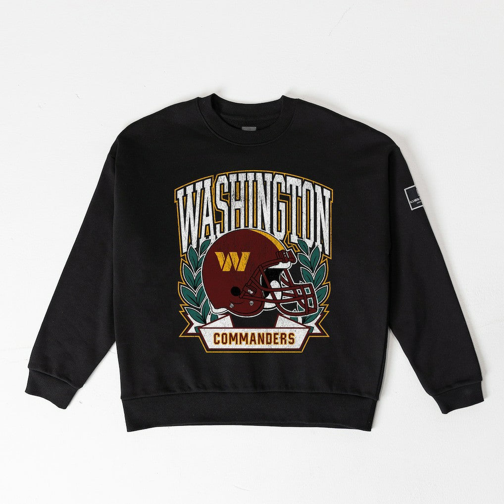 Washington Commanders Gameday Couture Women's Oversized Victory Lane Black Label Premium Fleece Sweatshirt Black
