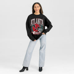 Atlanta Falcons Gameday Couture Women's Oversized Victory Lane Black Label Premium Fleece Sweatshirt Black