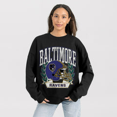 Baltimore Ravens Gameday Couture Women's Oversized Victory Lane Black Label Premium Fleece Sweatshirt Black