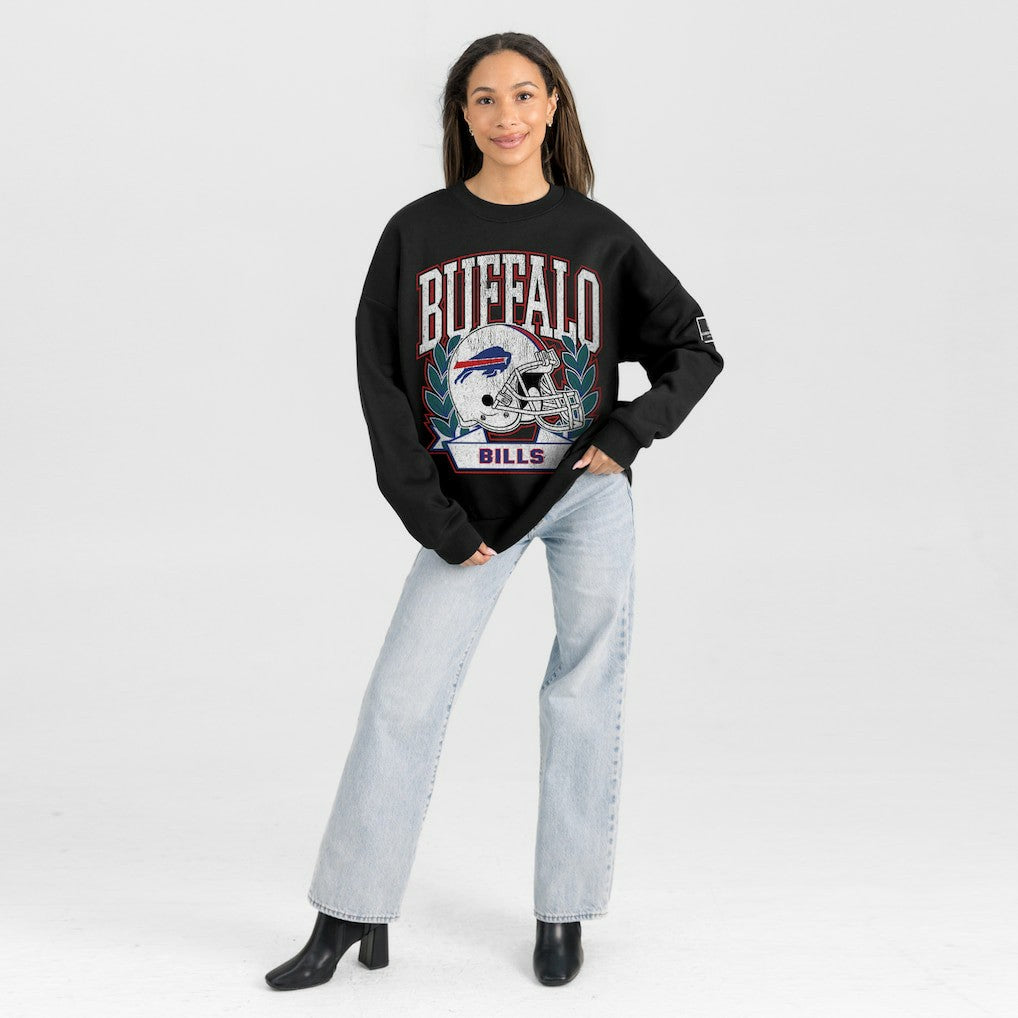 Buffalo Bills Gameday Couture Women's Oversized Victory Lane Black Label Premium Fleece Sweatshirt Black
