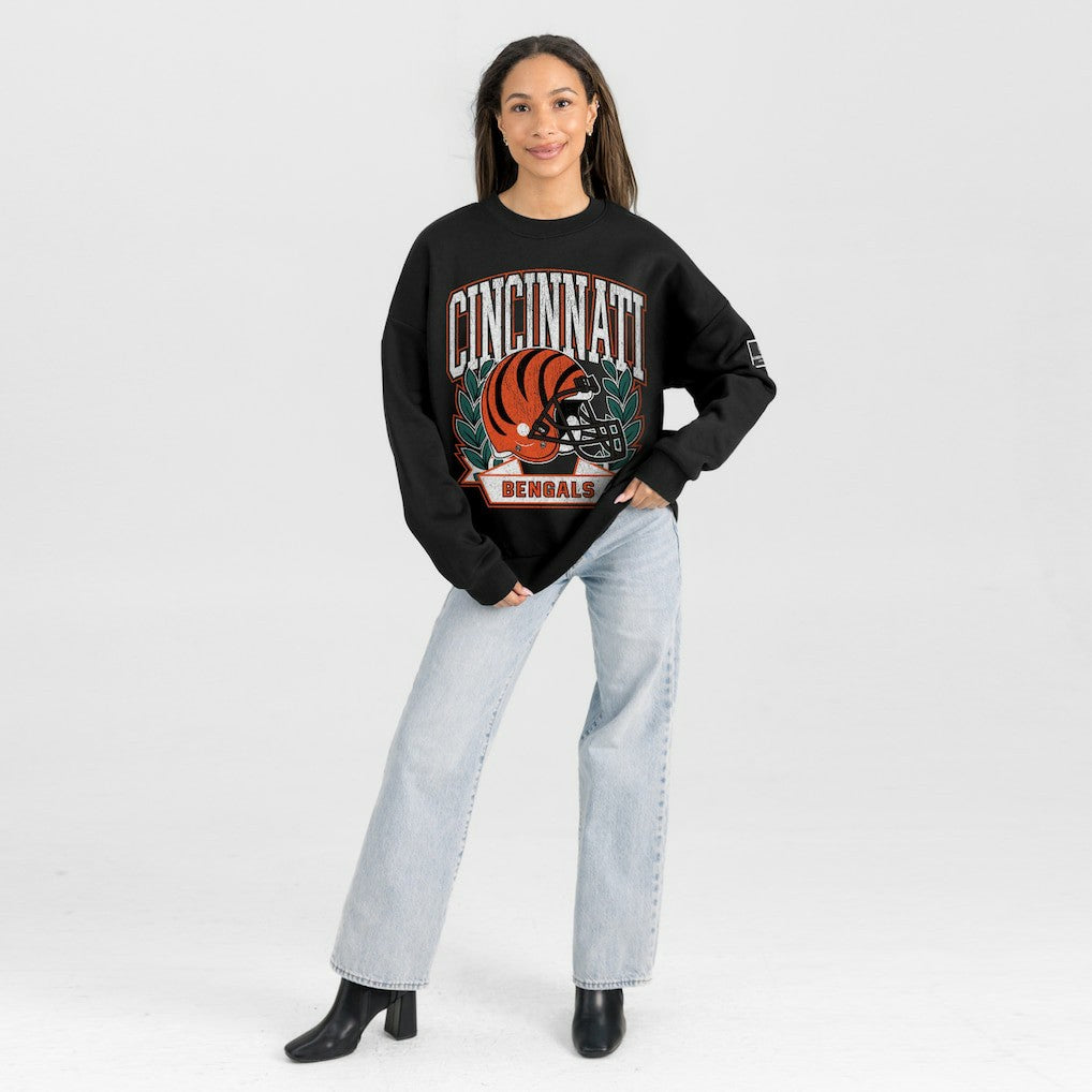 Cincinnati Bengals Gameday Couture Women's Oversized Victory Lane Black Label Premium Fleece Sweatshirt Black