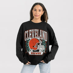 Cleveland Browns Gameday Couture Women's Oversized Victory Lane Black Label Premium Fleece Sweatshirt Black