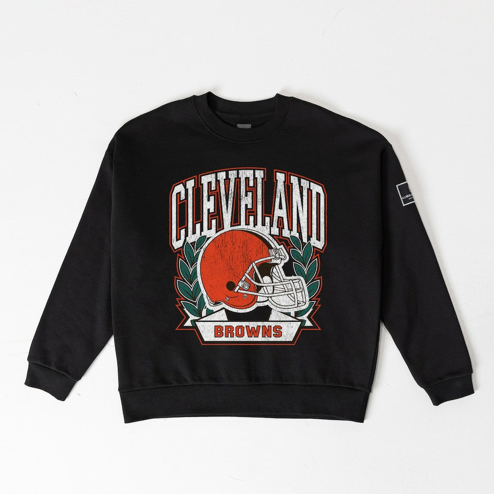 Cleveland Browns Gameday Couture Women's Oversized Victory Lane Black Label Premium Fleece Sweatshirt Black