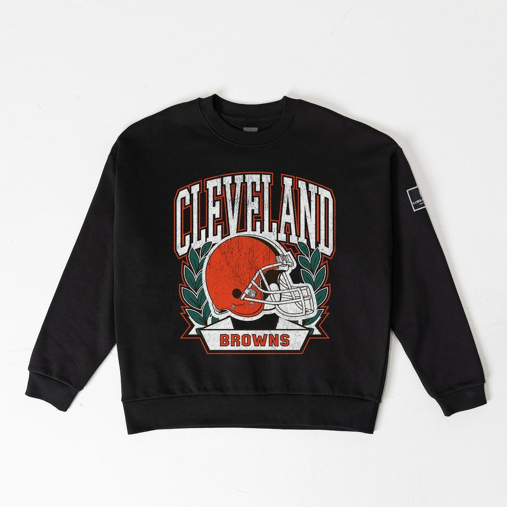 Cleveland Browns Gameday Couture Women's Oversized Victory Lane Black Label Premium Fleece Sweatshirt Black