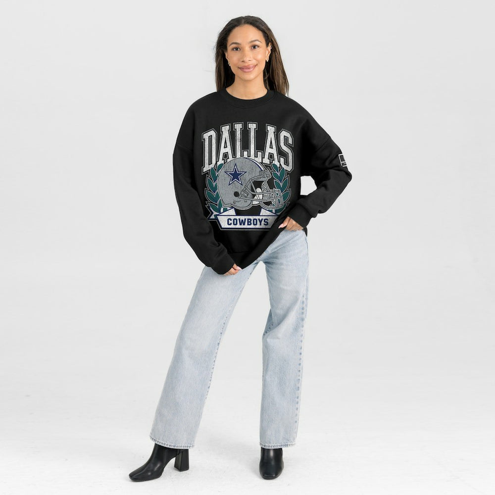 Dallas Cowboys Gameday Couture Women's Oversized Victory Lane Black Label Premium Fleece Sweatshirt Black