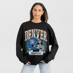 Denver Broncos Gameday Couture Women's Oversized Victory Lane Black Label Premium Fleece Sweatshirt Black