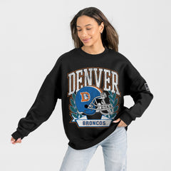 Denver Broncos Gameday Couture Women's Oversized Victory Lane Black Label Premium Fleece Sweatshirt Black
