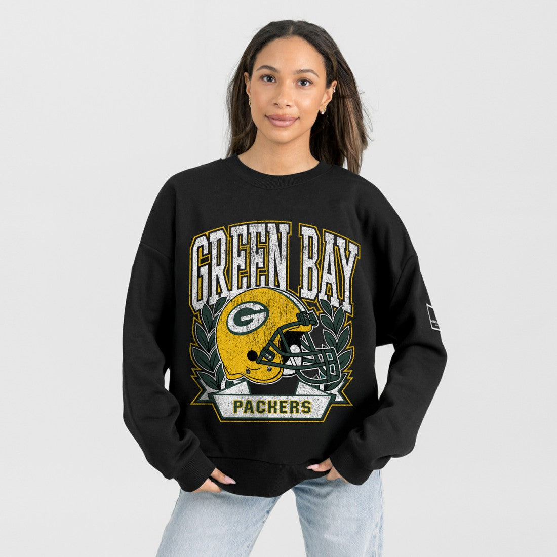 Green Bay Packers Gameday Couture Women's Oversized Victory Lane Black Label Premium Fleece Sweatshirt Black
