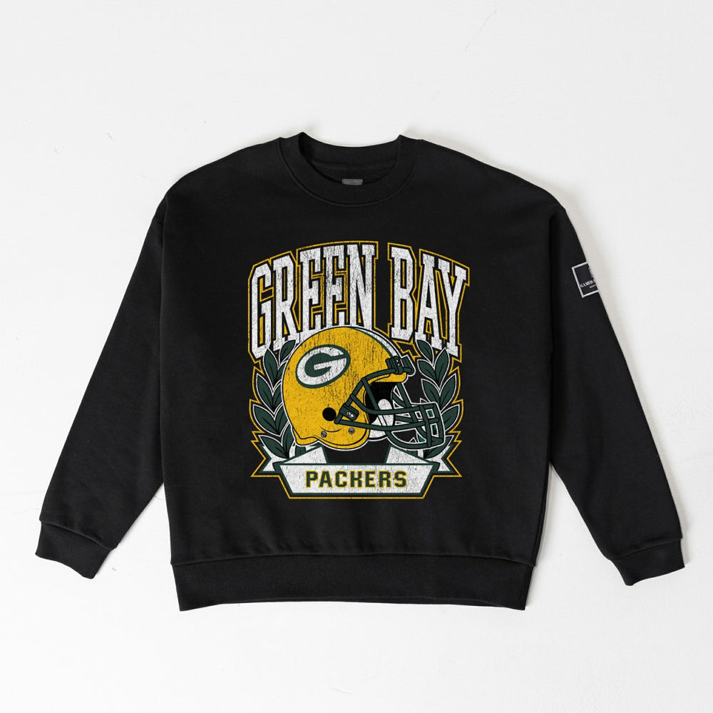 Green Bay Packers Gameday Couture Women's Oversized Victory Lane Black Label Premium Fleece Sweatshirt Black