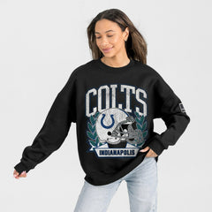 Indianapolis Colts Gameday Couture Women's Oversized Victory Lane Black Label Premium Fleece Sweatshirt Black