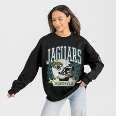 Jacksonville Jaguars Gameday Couture Women's Oversized Victory Lane Black Label Premium Fleece Sweatshirt Black