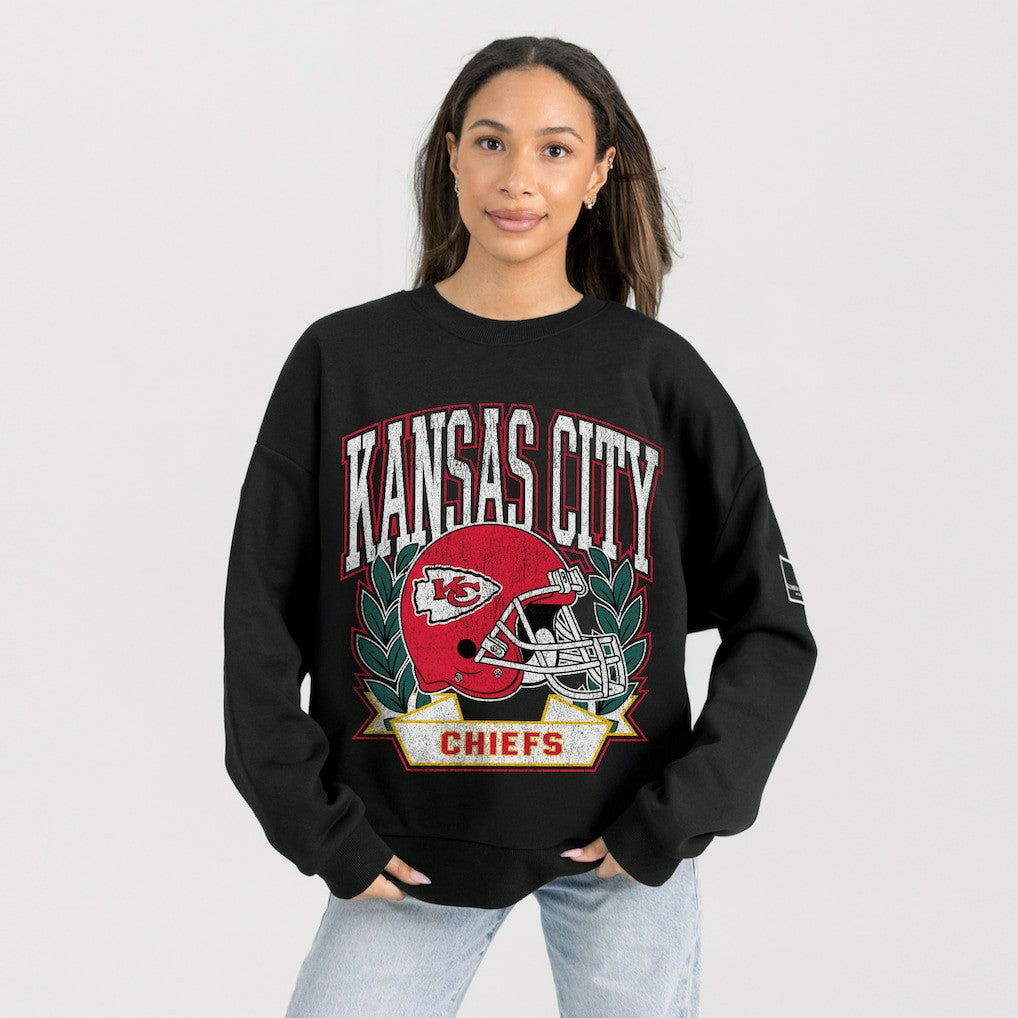Kansas City Chiefs Gameday Couture Women's Oversized Victory Lane Black Label Premium Fleece Sweatshirt Black