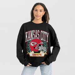 Kansas City Chiefs Gameday Couture Women's Oversized Victory Lane Black Label Premium Fleece Sweatshirt Black