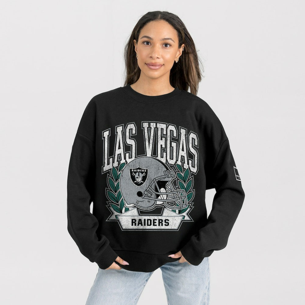Las Vegas Raiders Gameday Couture Women's Oversized Victory Lane Black Label Premium Fleece Sweatshirt Black